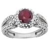 Image 1 : 1.55 CTW Ruby & Diamond Ring 14K White Gold - REF-87F5N