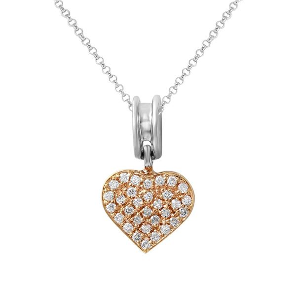 Natural 0.29 CTW Diamond Necklace 18K Two Tone Rose Gold - REF-77W4H