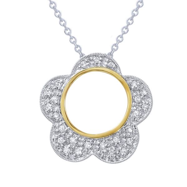 Natural 0.19 CTW Diamond Necklace 14K Two Tone Yellow Gold - REF-45N2Y