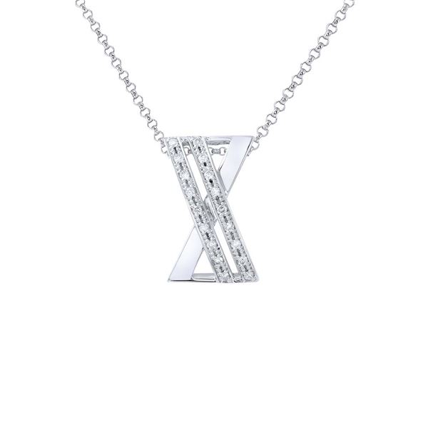 Natural 0.14 CTW Diamond Necklace 14K White Gold - REF-38F7M