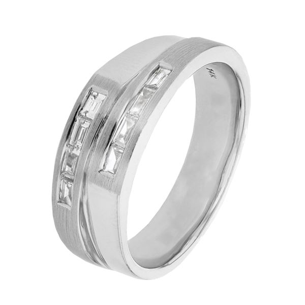 Natural 0.43 CTW Baguette Ring 14K White Gold - REF-120K6R