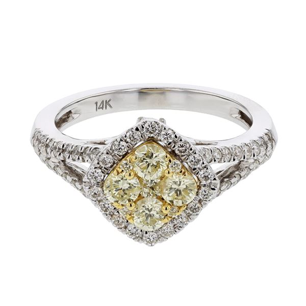 Natural 0.98 CTW Citrine Ring 14K Two Tone Yellow Gold - REF-205K2R