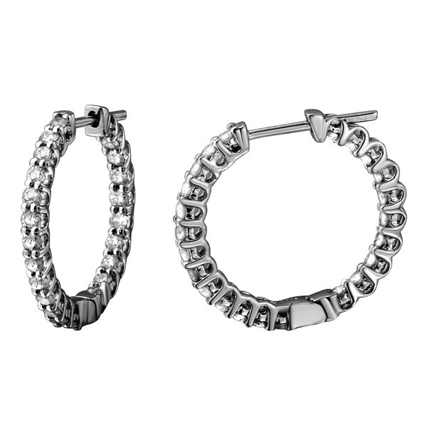 Natural 1.14 CTW Diamond Earrings 14K White Gold - REF-90N9Y