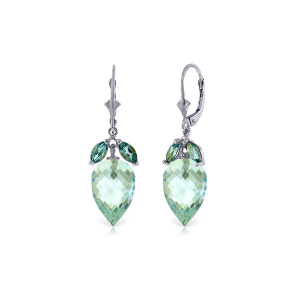 Genuine 23.5 ctw Blue Topaz Earrings 14KT White Gold - REF-67M9T