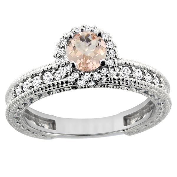 0.79 CTW Morganite & Diamond Ring 14K White Gold - REF-67Y3V