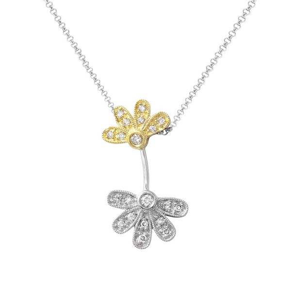 Natural 0.22 CTW Diamond Necklace 14K Two Tone Yellow Gold - REF-41T4X