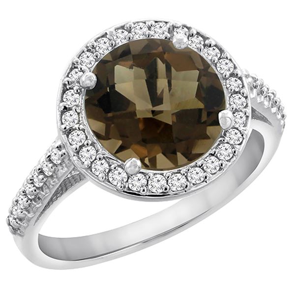 2.44 CTW Quartz & Diamond Ring 10K White Gold - REF-57F3N