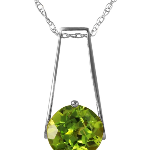 Genuine 1.45 ctw Peridot Necklace 14KT White Gold - REF-23R8P