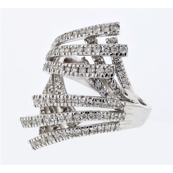 Natural 1.15 CTW Diamond Ring 18K White Gold - REF-197W3H