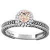 Image 1 : 0.69 CTW Morganite & Diamond Ring 14K White Gold - REF-54R8H
