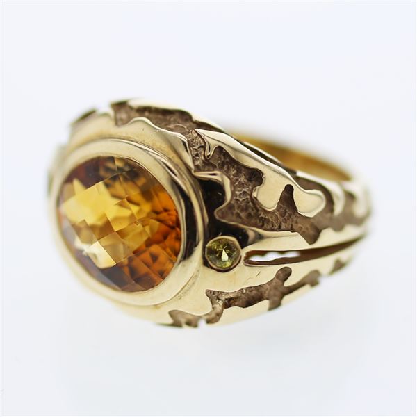 Natural 4.81 CTW Citrine & Orange Sapphire Ring 14K Yellow Gold - REF-88T2X