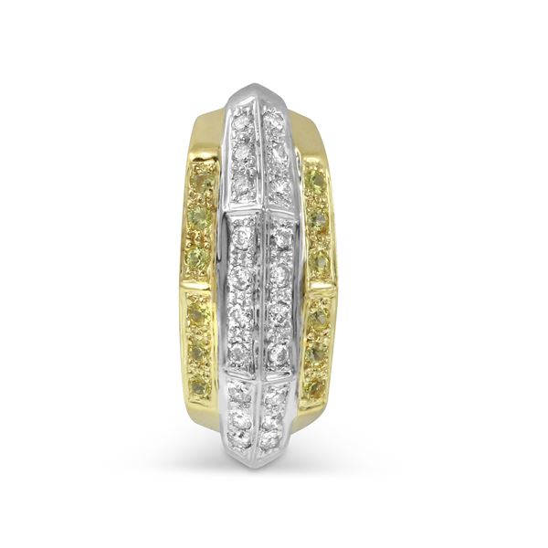 Natural 0.46 CTW Yellow Sapphire & Diamond Pendant 14K 2Tone Gold - REF-59N4Y