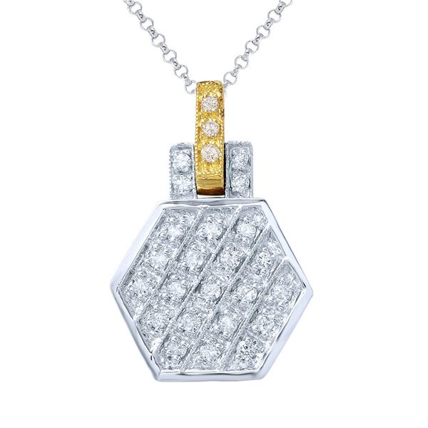 Natural 0.29 CTW Diamond & Pendant 14K Two Tone Yellow Gold - REF-55N8Y