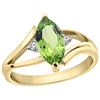 Image 1 : 1.14 CTW Peridot & Diamond Ring 14K Yellow Gold - REF-31K3W