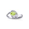 Image 1 : Genuine 0.41 ctw Peridot & Diamond Ring 14KT White Gold - REF-26H6X