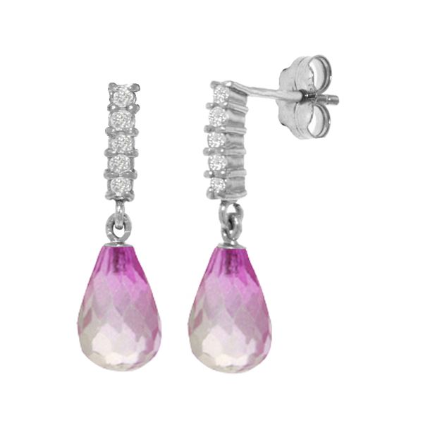Genuine 4.65 ctw Pink Topaz & Diamond Earrings 14KT White Gold - REF-36T2A