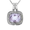 Image 1 : Natural 4.19 CTW Amethyst & Diamond Necklace 14K Gold - REF-73F8M
