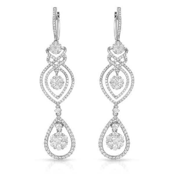 Natural 4.21 CTW Diamond Earrings 14K White Gold - REF-502N2Y