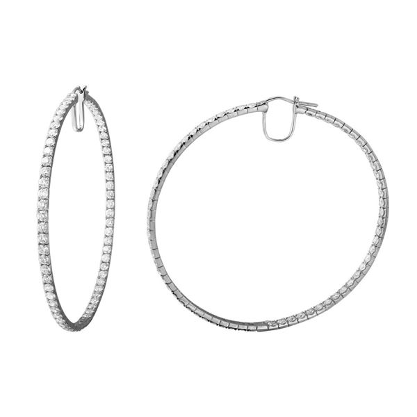9.66 CTW White Round Diamond Hoop  Earring 14K White Gold - REF-836X4W
