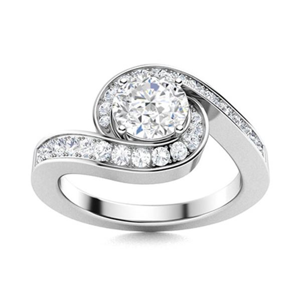 Natural 1.10 CTW Topaz & Diamond Engagement Ring 18K White Gold