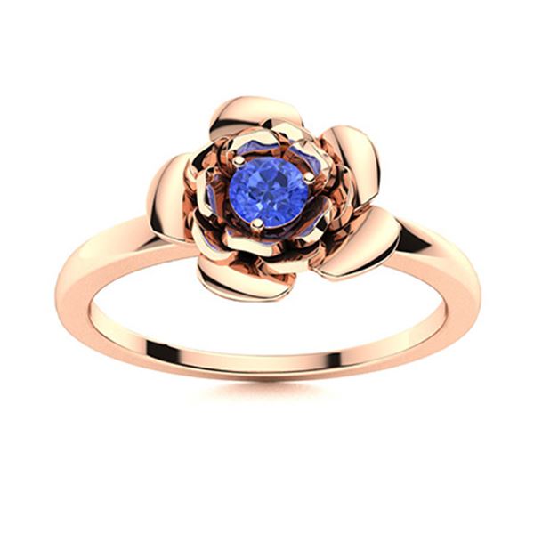 Natural 0.12 CTW Ceylon Sapphire Solitaire Ring 18K Rose Gold
