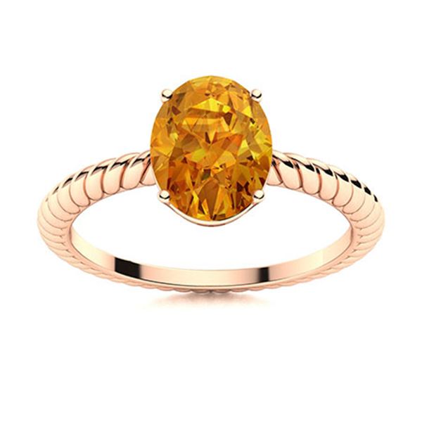 Natural 0.80 CTW Citrine Solitaire Ring 14K Rose Gold