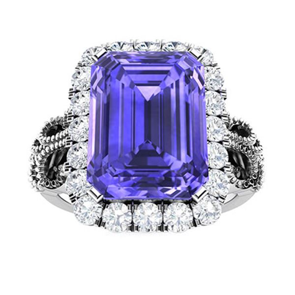 Natural 4.31 CTW Tanzanite & Diamond Engagement Ring 14K White Gold