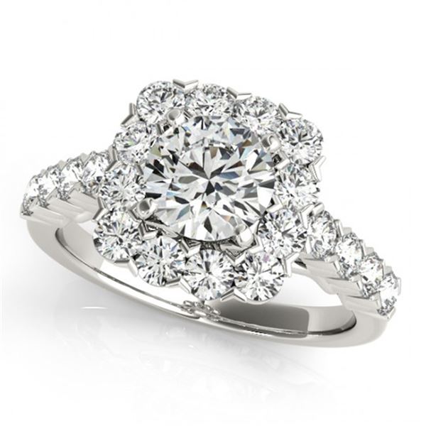 Natural 2.5 ctw Diamond Solitaire Halo Ring 14k White Gold