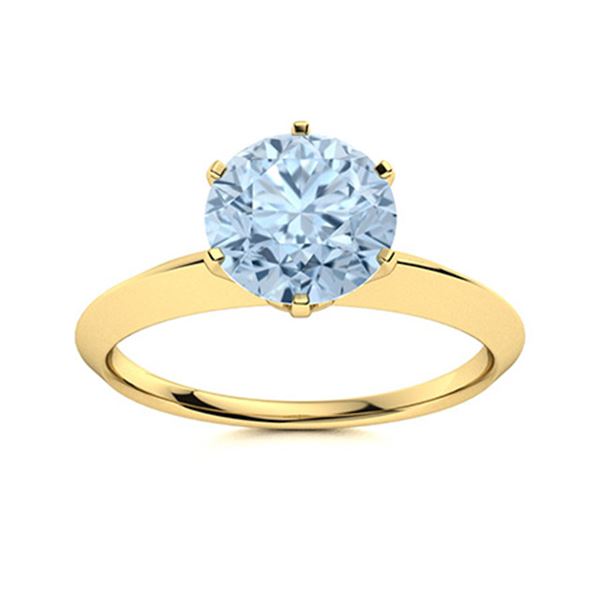 Natural 1.21 CTW Aquamarine Solitaire Ring 14K Yellow Gold
