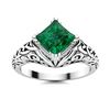 Image 1 : Natural 0.61 CTW Emerald Solitaire Ring 14K White Gold