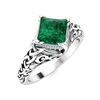 Image 2 : Natural 0.61 CTW Emerald Solitaire Ring 14K White Gold