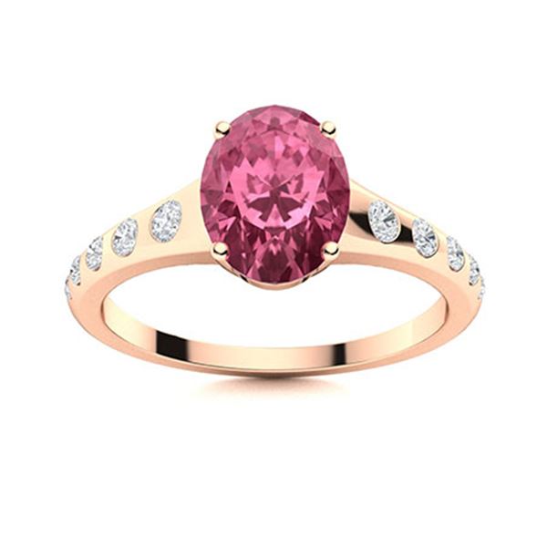 Natural 1.22 CTW Tourmaline & Diamond Engagement Ring 18K Rose Gold
