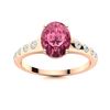 Image 1 : Natural 1.22 CTW Tourmaline & Diamond Engagement Ring 18K Rose Gold