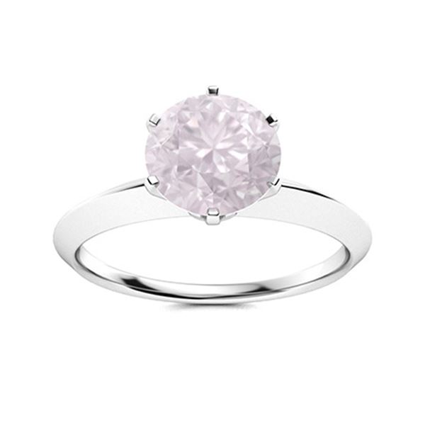 Natural 1.21 CTW Rose Quartz Solitaire Ring 14K White Gold