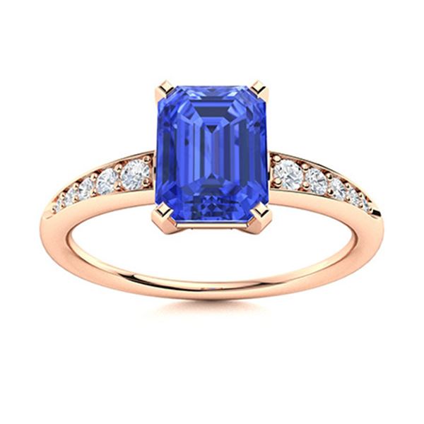 Natural 2.35 CTW Ceylon Sapphire & Diamond Engagement Ring 18K Rose Gold