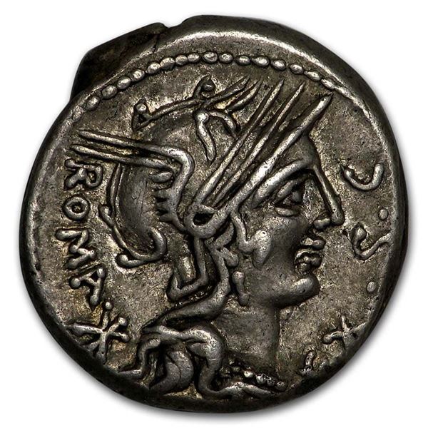 Roman Republic Silver Denarius (116-115 BC) Ch XF