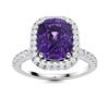 Natural 3.25 CTW Amethyst & Diamond Engagement Ring 14K White Gold