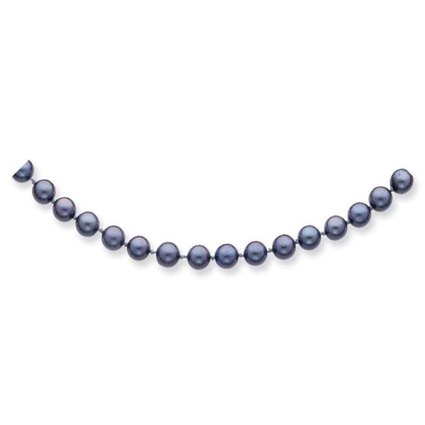 14k Gold 6-7 mm Black Saltwater Akoya Cultured Pearl Necklace