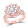14kt Rose Gold Womens Round Diamond Floral Cluster Bridal Wedding Engagement Ring 1-5/8 Cttw