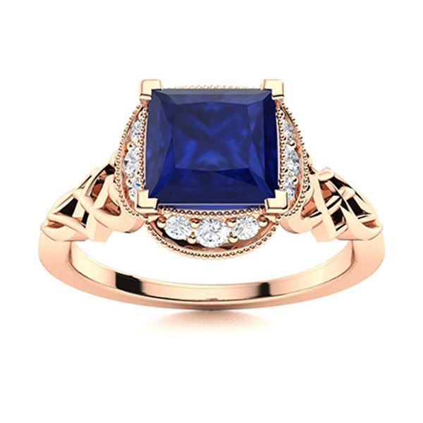 Natural 1.14 CTW Sapphire & Diamond Engagement Ring 18K Rose Gold
