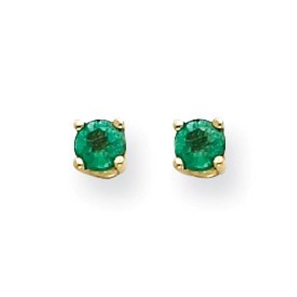 14k Emerald Post Earrings