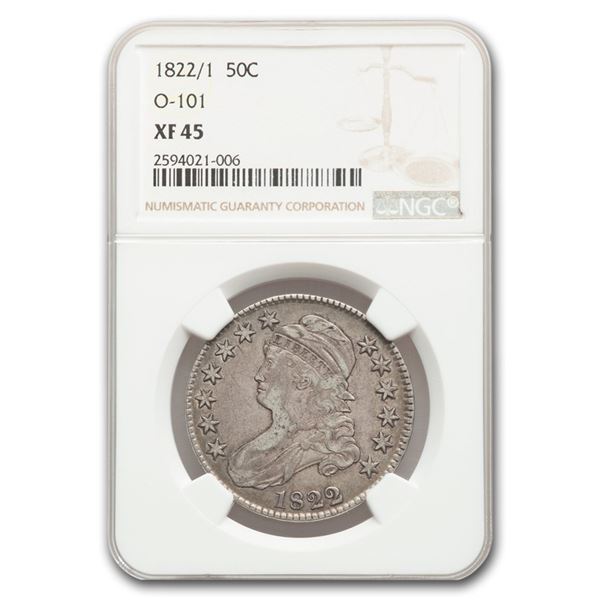 1822/1 Capped Bust Half Dollar XF-45 NGC (O-101)