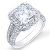 Natural 2.32 CTW Halo Princess Cut Split Shank Pave Diamond Engagement Ring 18KT White Gold