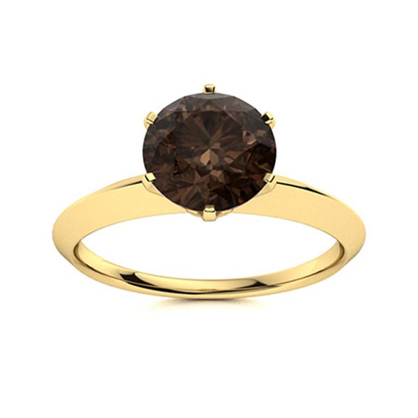 Natural 1.42 CTW Smoky Quartz Solitaire Ring 18K Yellow Gold