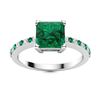 Natural 1.17 CTW Emerald & Diamond  Engagement Ring 14K White Gold