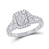 14kt White Gold Womens Baguette Diamond Square Ring 3/4 Cttw