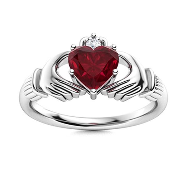 Natural 0.66 CTW Ruby & Diamond Engagement Ring 14K White Gold