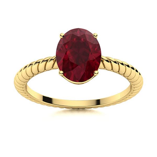 Natural 3.06 CTW Ruby Solitaire Ring 14K Yellow Gold