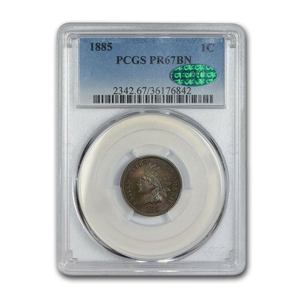 1885 Indian Head Cent PR-67 PCGS CAC (Brown)