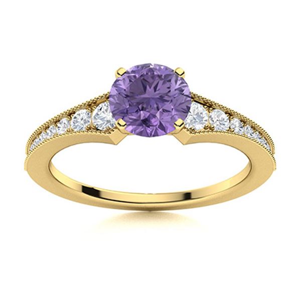 Natural 0.95 CTW Iolite & Diamond Engagement Ring 14K Yellow Gold